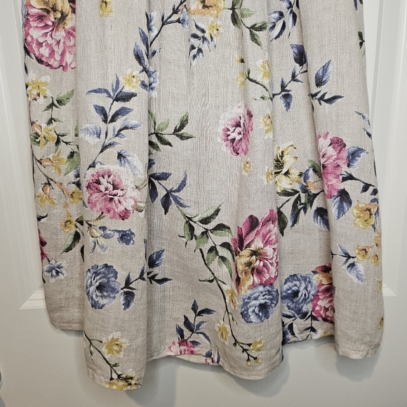 Made in Italy 100% Linen Floral Halter Top Tie Back Boho Cottagecore S Loose Fit - Picture 7 of 11